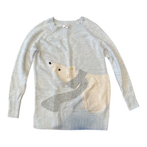 Lauren Conrad Women's Polar Bear Sweater, Light Gray Knit with Silver Glitter De